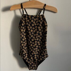 Rylee + Cru Girls Black Floral Kids Swim One Piece Bodysuit Toddler 2/3 Years